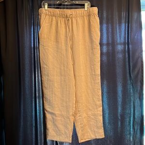H&M high-waist tan ankle-length pants size L NWT